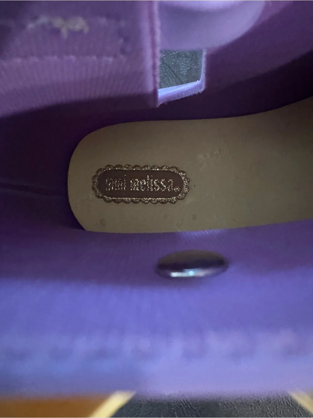 Mini Melissa Sugar Rain Bow Boots Lilac Purple Yellow Toddler Size 7/8